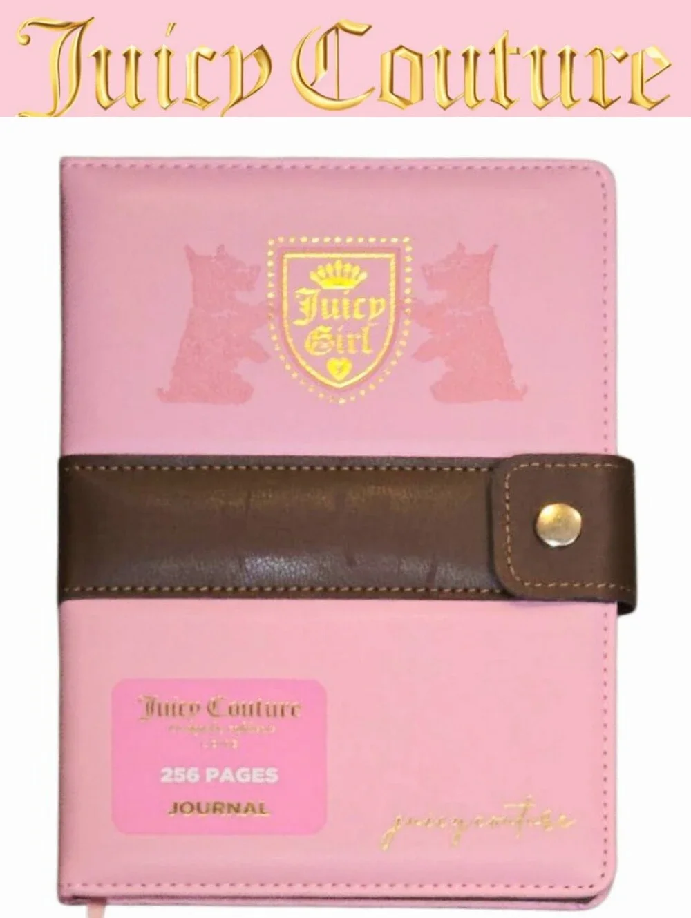 Juicy Couture Home Gold Foil Logo Crest Scottie Dogs Snap Journal
